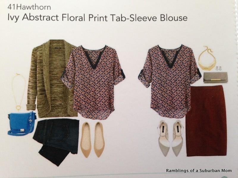411Hawthorn - Ivy Abstract Floral Print Tab Blouse