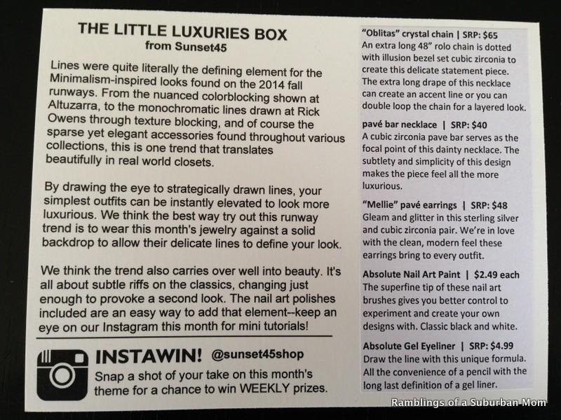 September 2014 The Little Luxuries Box from Sunset45